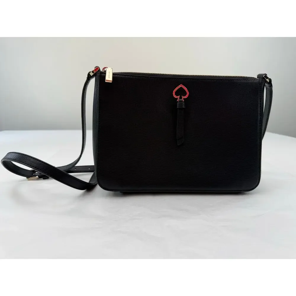 Kate Spade Adel Medium Crossbody‎ Bag Black Leather Adjustable Strap Dust Bag